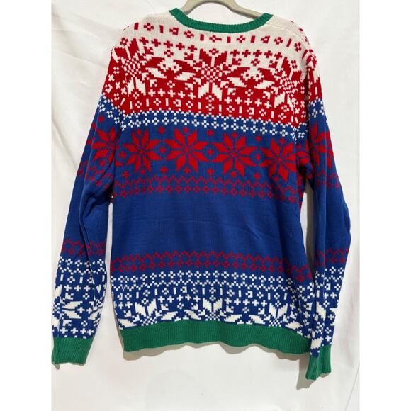 New‎ Holiday Time Ugly Christmas Sweater Santa & Drink Pouch Sz XL Nordic Glam - Picture 9 of 10